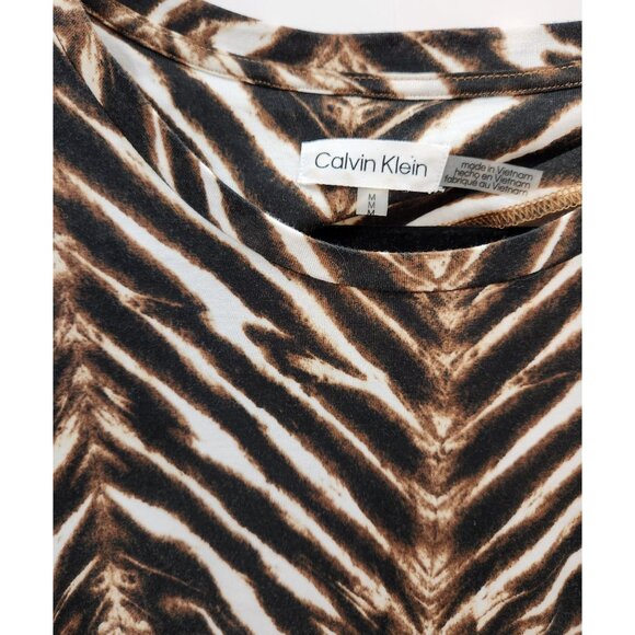 Calvin Klein Women's Animal Print Puff Sleeve Blouse Top Size Medium - Picture 4 of 10